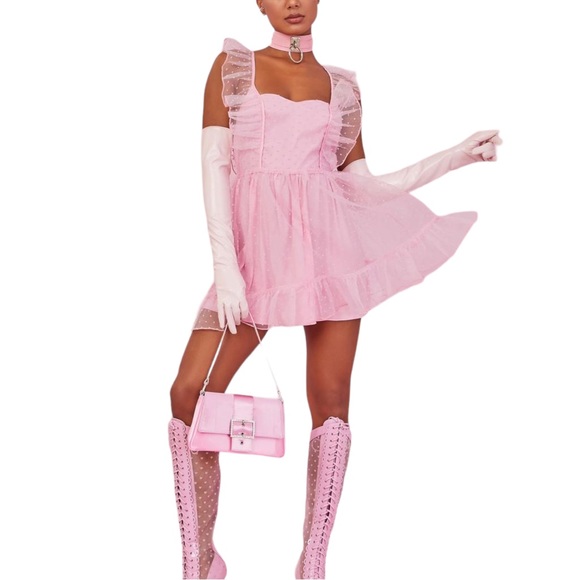 Sugar Thrillz Can't Help Falling Pinafore Dress Pink - Picture 3 of 9